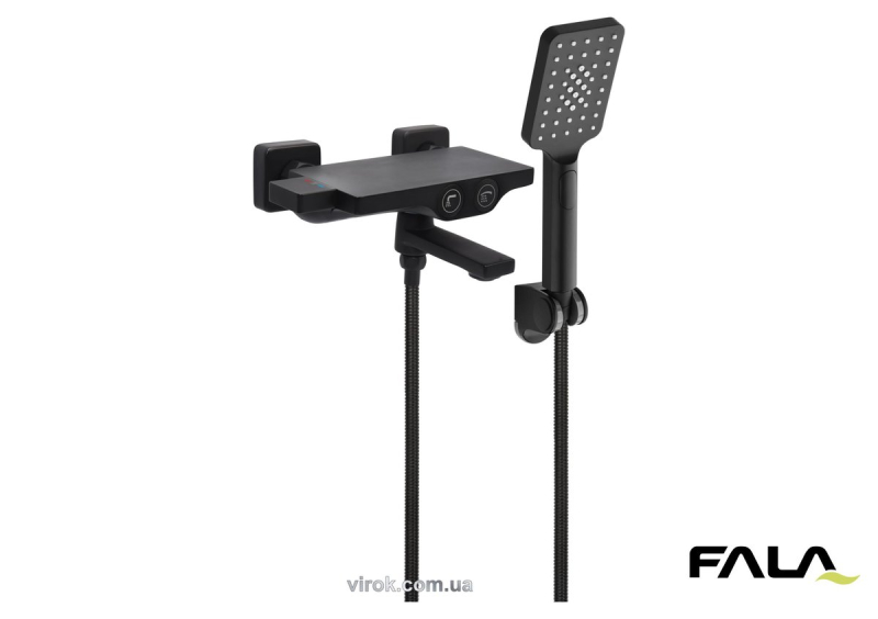 Змішувач води FALA для ванни з душом "NOIR 2" з кульовим регулятором, латунний корпус [8]