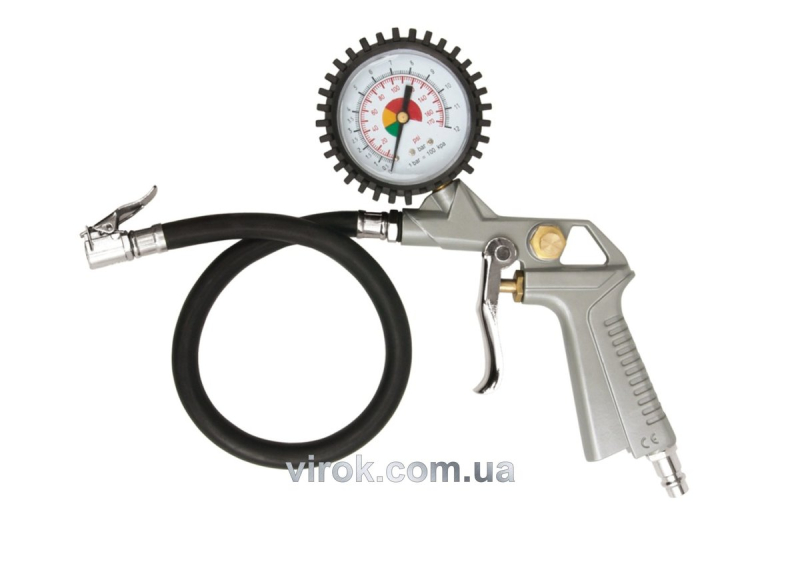 Пістолет пневматичний VOREL для накачування з манометром, 2.8-10 бар