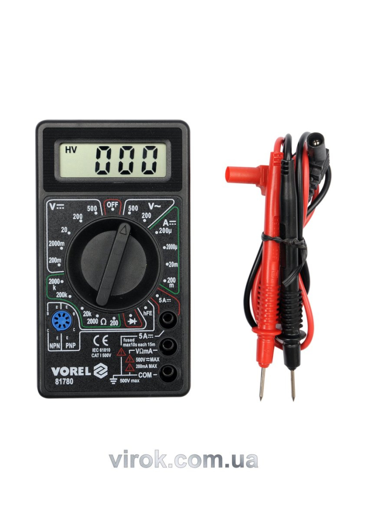 Мультиметр для вимірювання електричних параметрів VOREL : цифровий [12/72]