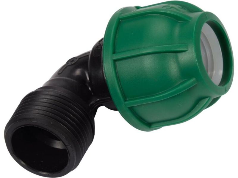 Коліно 90° до водяних пластикових труб 25 мм- зовн. різьбою G1" FLO поліпропіл, для тиску 1 MPa
