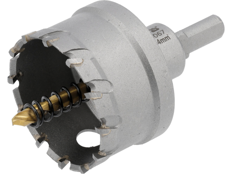 Свердло коронка по металу TCT YATO: Ø54 x 103 мм, товщ. до 25мм, з напрямним, 6-гран. хвост 3/8" [6]