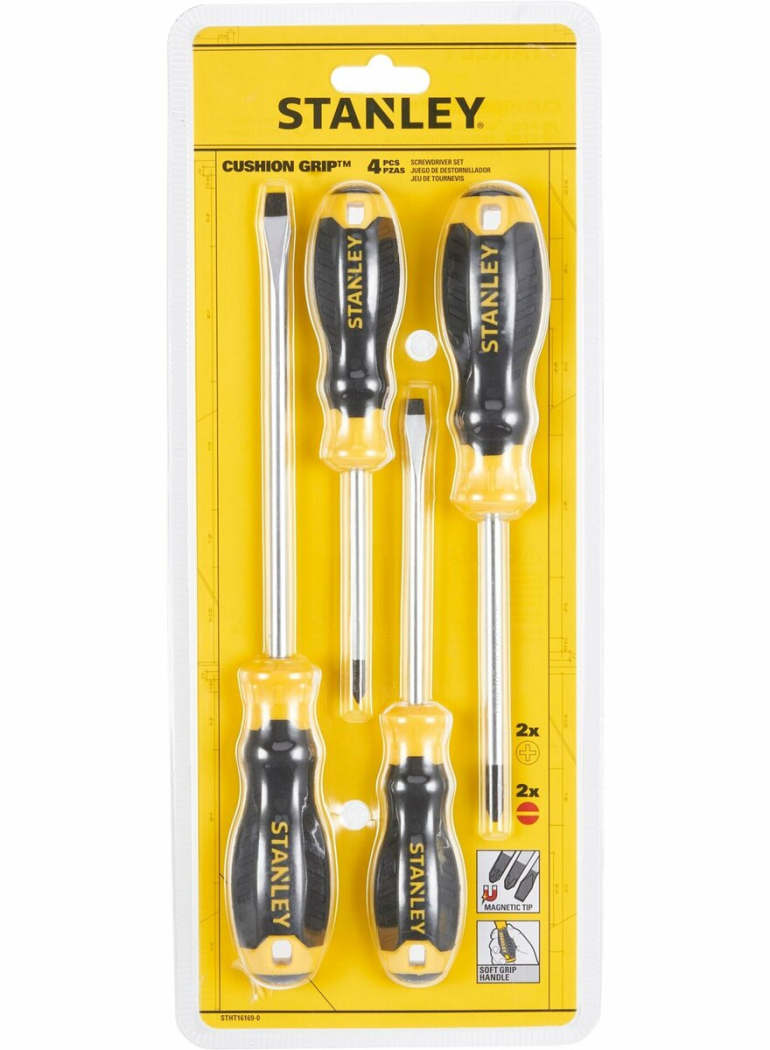 Набір викруток STANLEY "Cushion Grip S/DRIVER" : 4 шт прецизійні