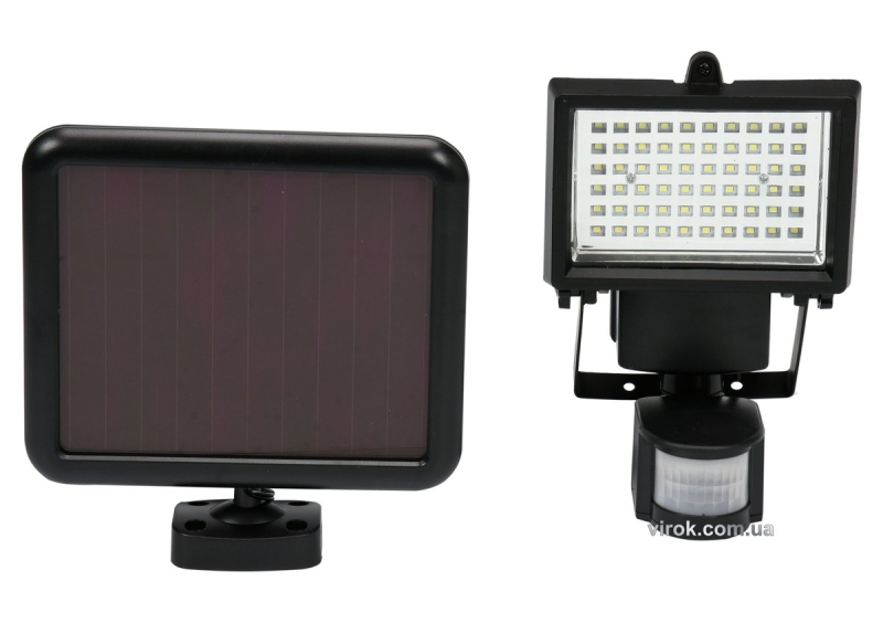 Прожектор діодний з датчиком руху YATO : сонячна батарея, Li-Ion 3,7 В ; P= 4 Вт, Ф= 380 lm [12]