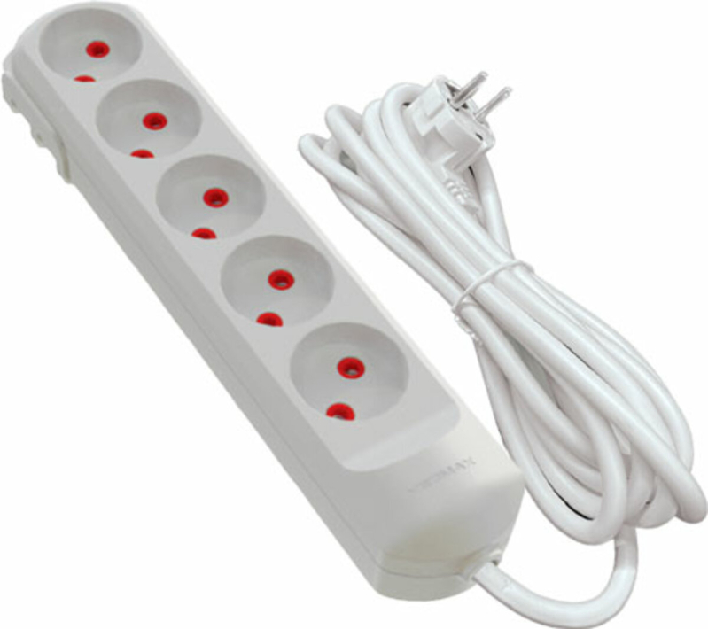 Подовжувач мережевий VIROK: l= 3 м, з 5 гніздами без заземлення