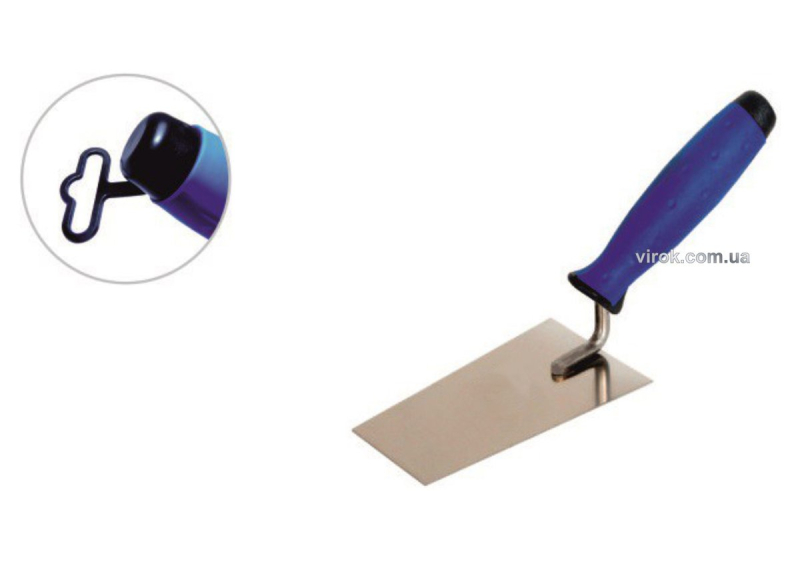 Кельма трапецевидна з нержавійки PROFI , двокомпонентна ручка, 130 мм , ТМ VIROK