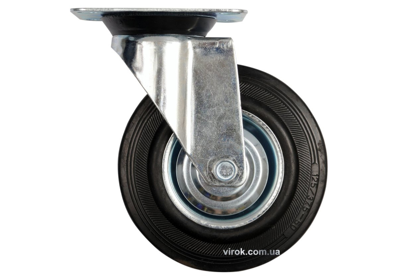 Колесо до візка Ø= 125 мм, b= 34 мм VOREL з обертовою опорою; h= 155 мм, навантаж.- 100 кг