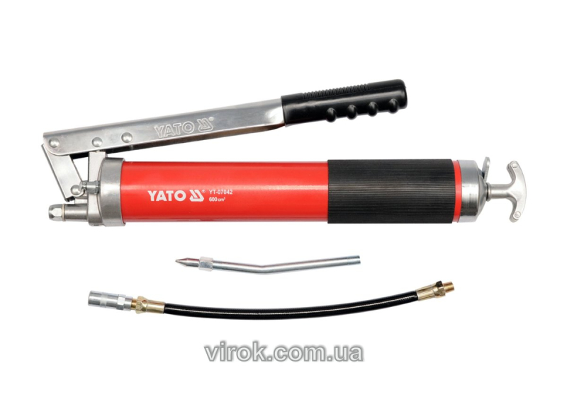 Шприц мастильний YATO, 600 см³, 27-41 MPa. з жорстк. і гнучк. аплікаторами [6/12]
