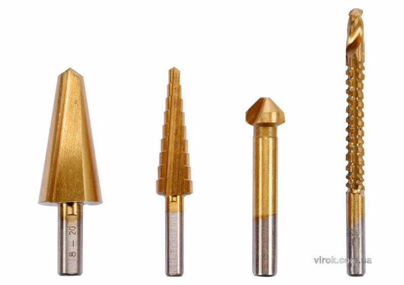 Свердла універсальні різновидні по металу STHOR: HSS 4241, 8-20мм, 4-12мм, 12.4мм, 6х90мм, 4 шт.