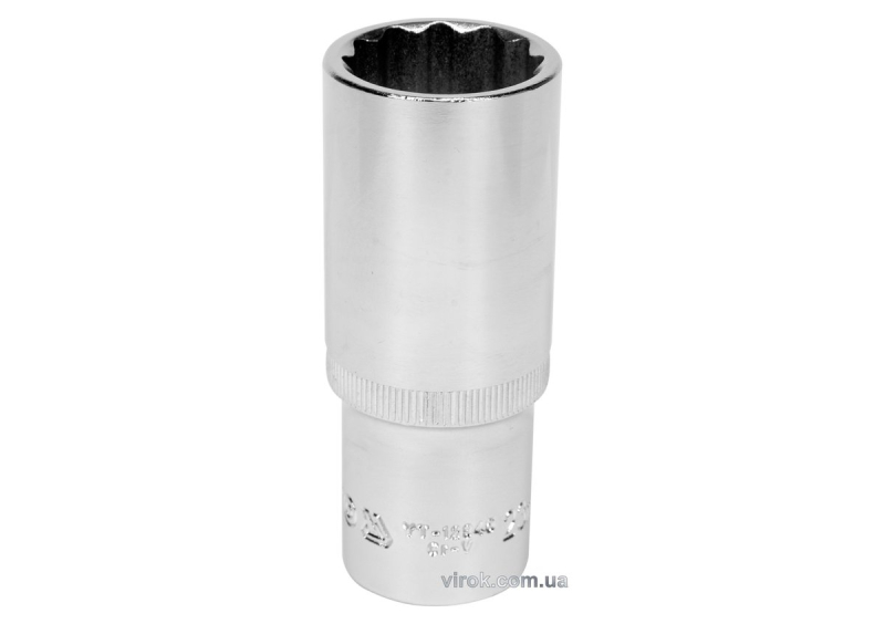 Головка торцева 12-гранна YATO : подовжена, квадрат 1/2", М= 23 мм, L= 77 мм