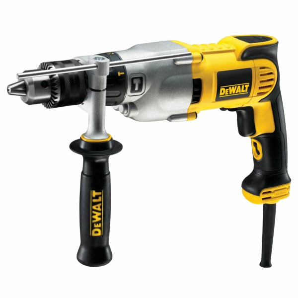 Дрель ударная сетевая DeWalt: P= 1300 Вт, 3500 об/мин, 56000 уд/мин, самозажимная Ø≤ 13 мм, в кейсе