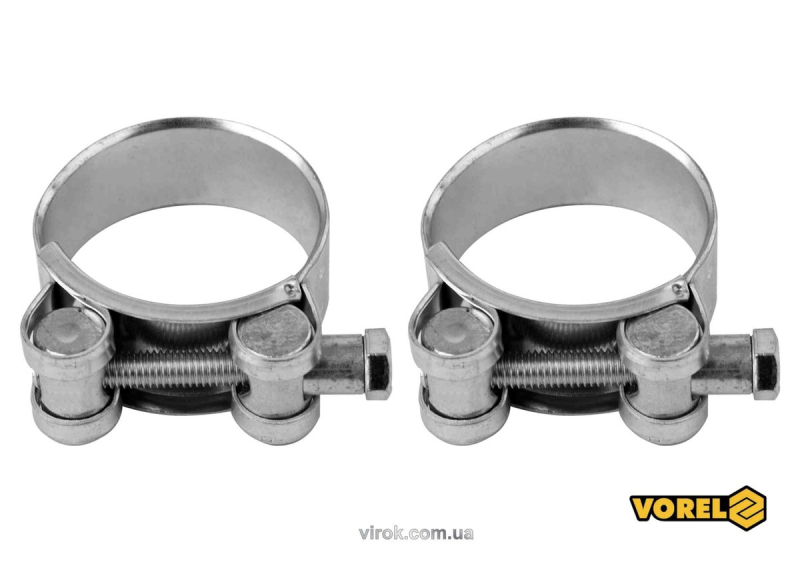 Хомут сталевий, з гвинтовим затискачем GBS W1 VOREL : Ø= 35-38/ 20 мм, оцинкований, 2 шт. [100]