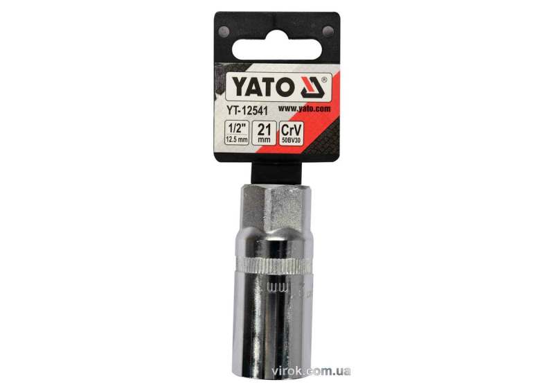 Головка торцева до "свічок" двигуна YATO : квадрат- 1/2", М21, CrV [Блістер] [10/120]