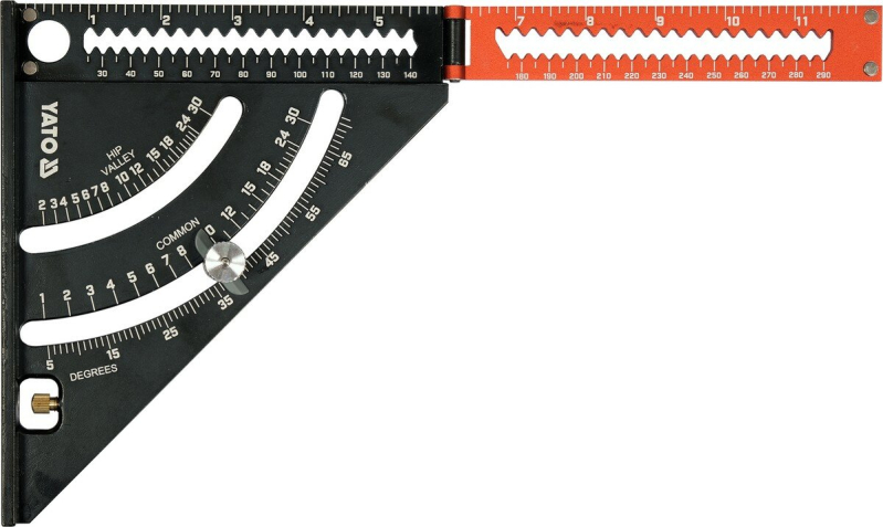 Кутник алюмінієвий зі стопкою- 140 мм, 90°-45°-45° YATO l= 210/290 мм з транспортиром