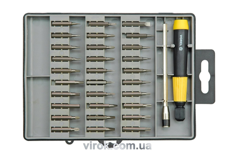Набір насадок викруткових спеціальних VOREL : 30 насадок, подовжувач, тримач. Компл. 32 Од. [10/20]