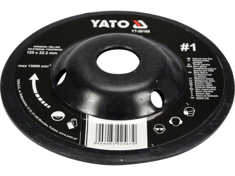 Диск-фреза шлифовальный выпуклый 125 мм YATO YT-59168, насечка № 1
