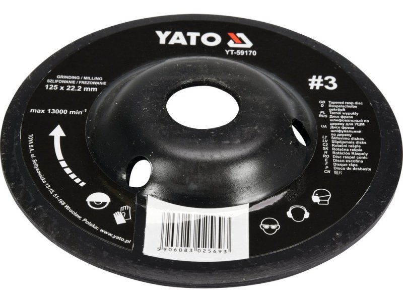 Диск-фреза шлифовальный выпуклый 125 мм YATO YT-59170, насечка № 3