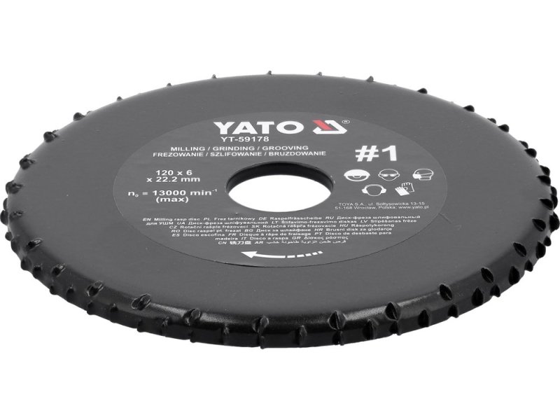 Диск-фреза шлифовальный торцевой 120×6 мм YATO YT-59178, посадка 22,2 мм, насечка №1