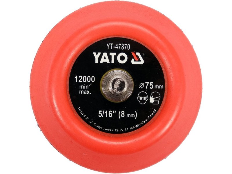 Оправка для полировальных кругов 75 мм YATO YT-47870, резьба 5/16", липучка