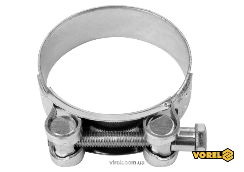 Хомут сталевий, з гвинтовим затискачем GBS W1 VOREL : Ø= 64-67/ 22 мм, оцинкований [100]