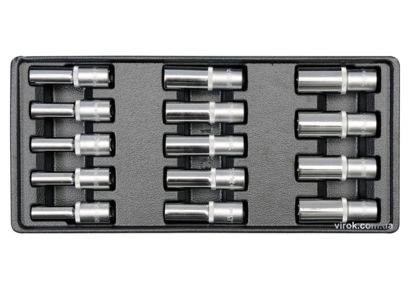 Вклад до інструментальної шафи YATO, торцеві глибокі ключі з квадр. 1/2", 14 елем. [8]