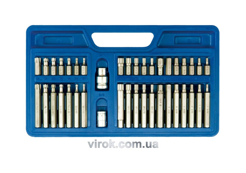 Насадки викруткові VOREL : квадрат 1/2",3/8", HEX TORX SPLINE. CrV [пластм Бокс]. Набір 40 шт.[10]