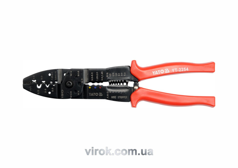 Кліщі для обтискання і зачистки проводів YATO, L=250 мм [12/48]