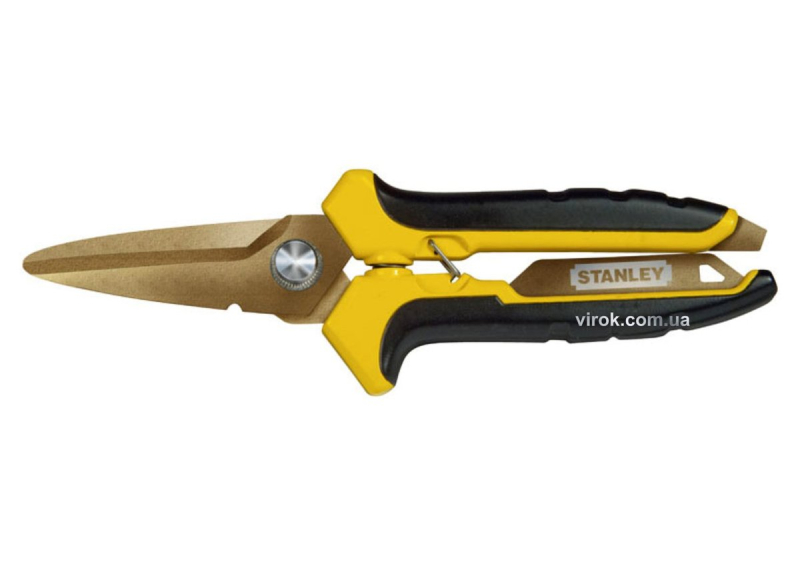Ножиці універсальні STANLEY : L= 200 x 60 мм, титанове покриття, ручка = пластик + резина