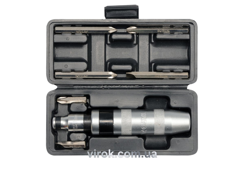 Викрутка реверсивна ударна YATO : квадрат 1/2", 7 насадок. 5/16" СrV [20]