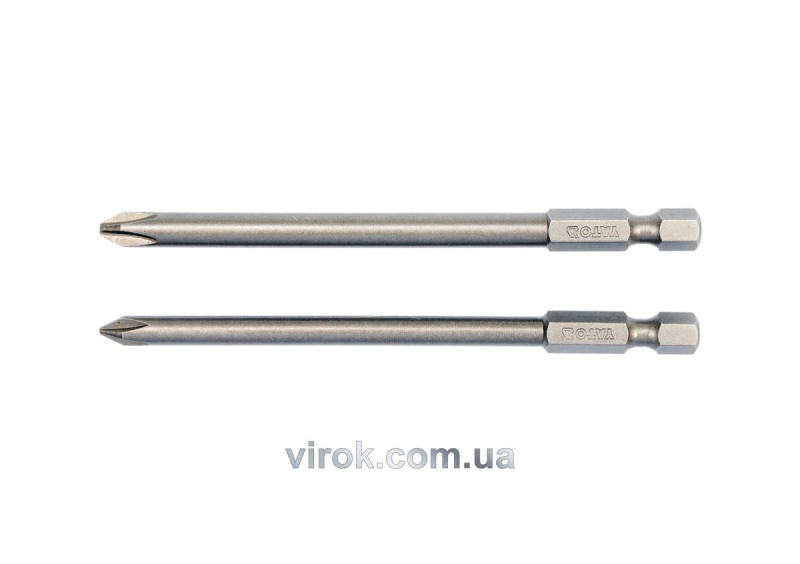 Набір насадок викруткових YATO : "Philips" PH1,PH2, L= 100 мм, квадрат 1/4". 2 шт.