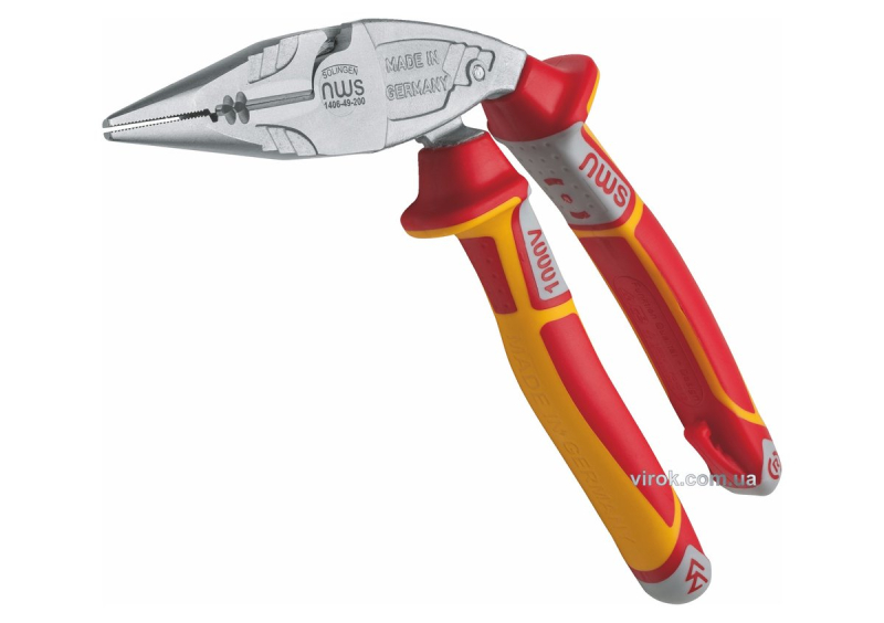 Плоскогубці комбіновані NWS 'Ergo Multi' з ізольов. ручками VDE до 1000 В: вигнуті 45°, L= 200 мм