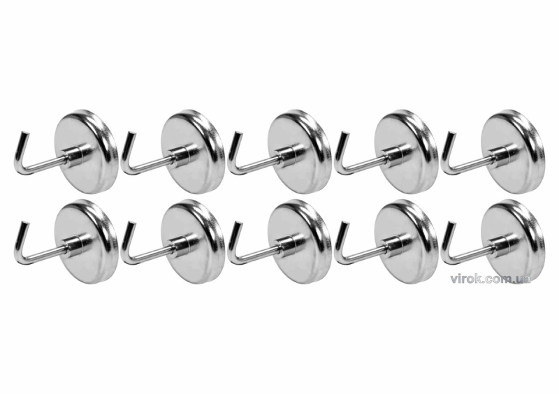 Гачки магнітні YATO з основою Ø= 35 мм, стержні l= 30 мм, 10 шт.