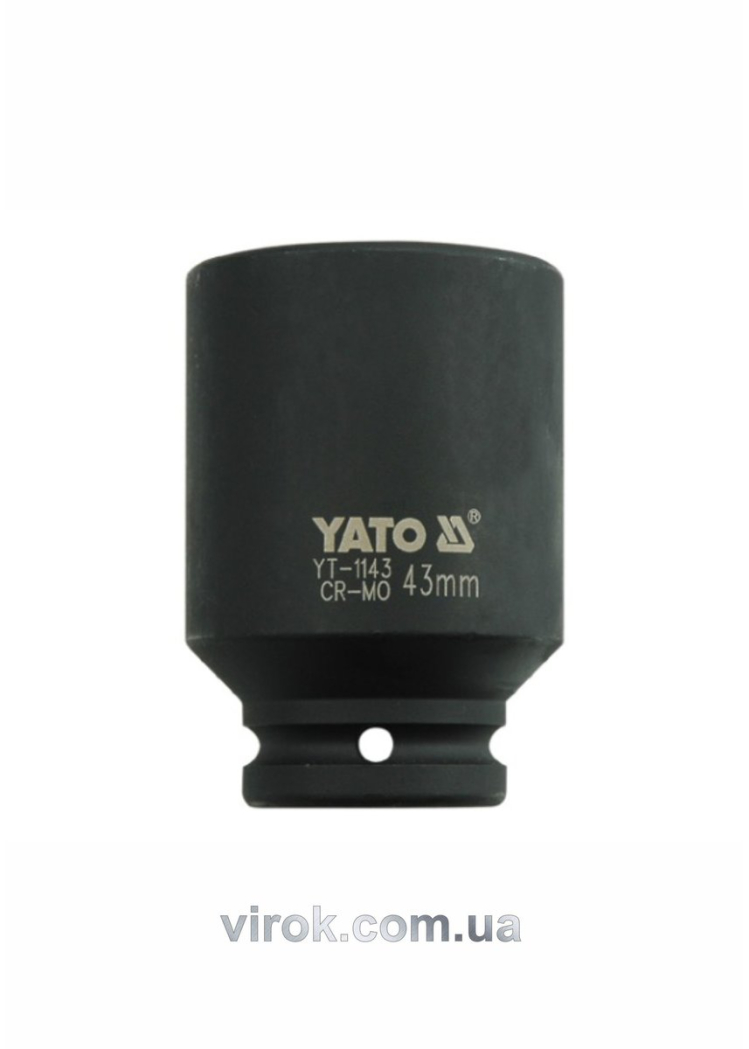 Головка торцева ударна 6-гранна YATO : подовжена, квадрат 3/4", М= 43 мм, L= 90 мм [3/12]