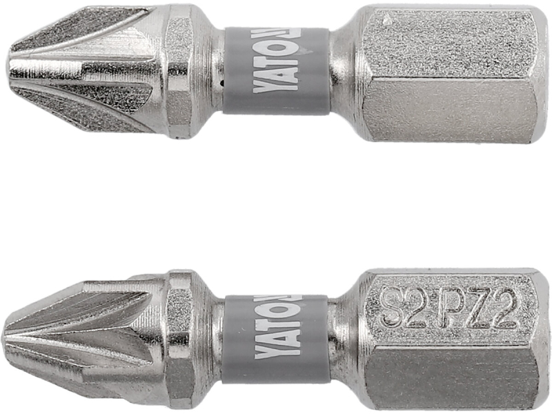 Насадка викруткова YATO PZ2 х 25мм. HEX 1/4", покрита нікелем, 2шт.[10]