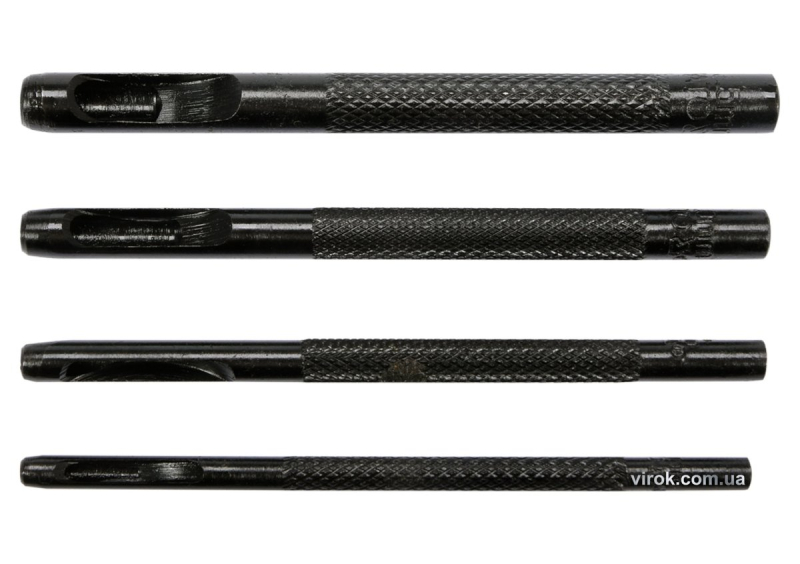 Пробійники отворів YAT : шкіра/ гума/ картон/ текстиль, Ø= 2, 3, 4, 5 мм, L=90 мм, кпл. 4шт [20/120]