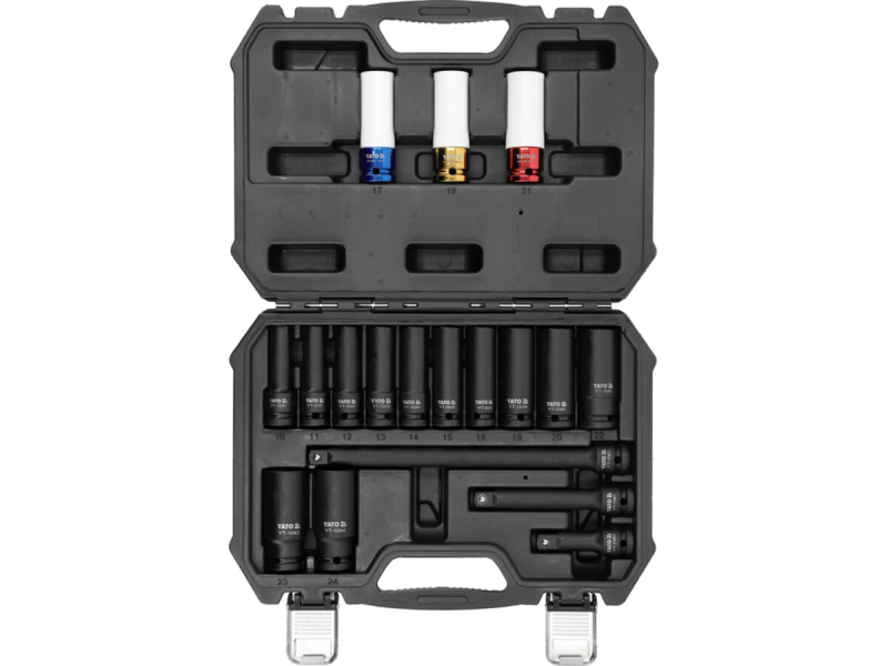 Головки торцеві ударні YATO: квадрат- 1/2", хромомолібденові, 18 шт. [5]