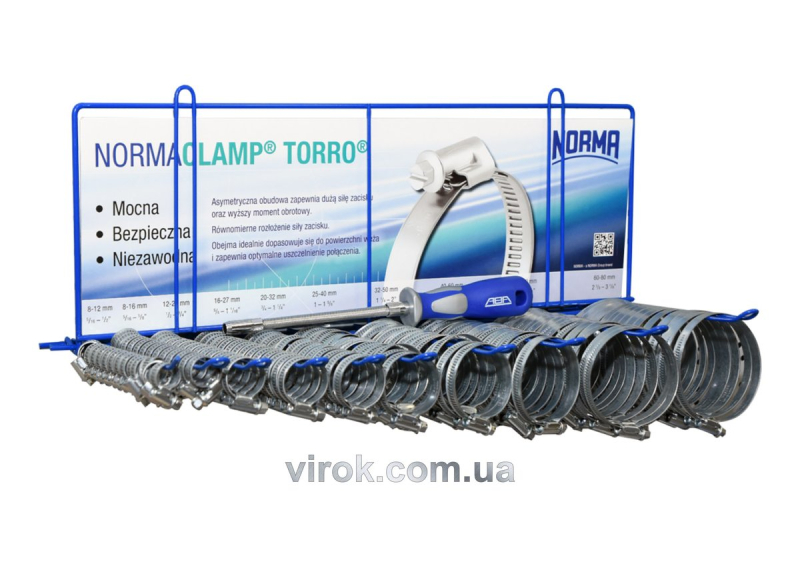 Набір хомутів металевих "TORROS" т.м. NORMA, з різними діаметрами, 365 шт.