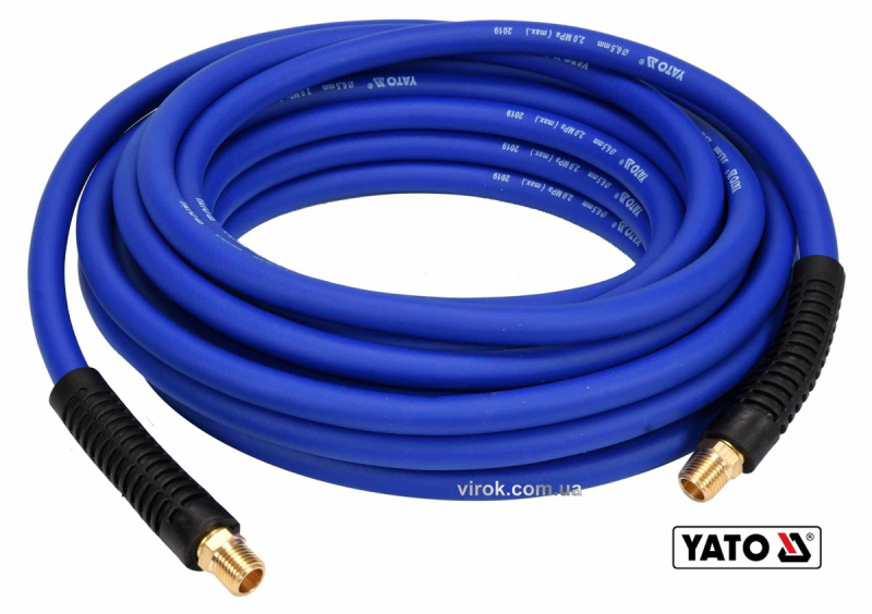 Шланг пневматичний гібридний (ПВХ+БНК) YATO: Ø6.5 мм x10 м, Ø=1/4", тиск ≤ 2 MPa, різьбов з'єдн.[10]