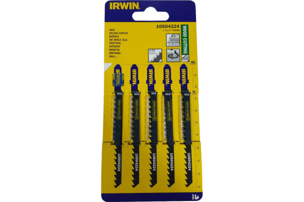 Холст для лобзика по дереву IRWIN Т244D 6TPI 100 мм 5 шт. Т-хвостовик