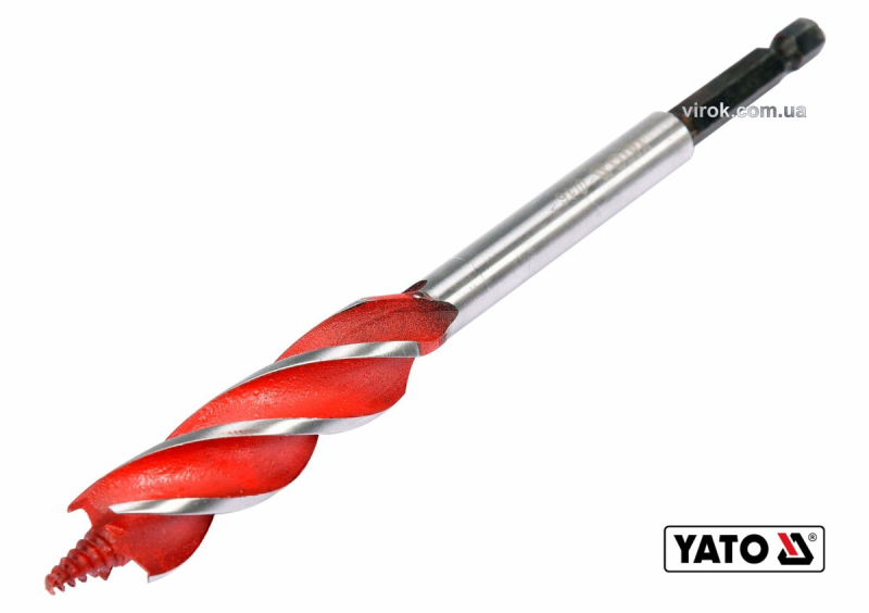 Свердло по дереву YATO : Ø= 18 мм, L= 165 мм, HRC 40-45 з 4 пругами, HEX- 1/4" [75/150]