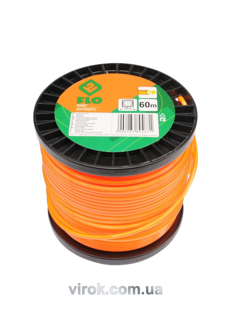 Жилка для тримера квадрат із серцевиною на котушці FLO 3 мм х 60 м [10]