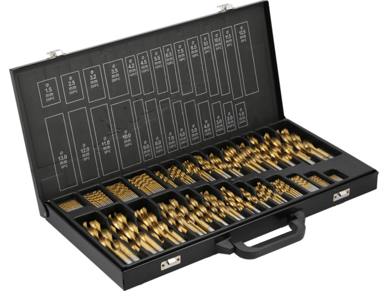 Свердла по металу YATO: HSS, Ø= 1-13 мм. покриті титаном у футлярі, 300 шт. [4]