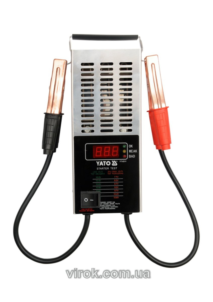 Тестер (навантажувальна вилка) акумуляторів цифровий YATO, 12V