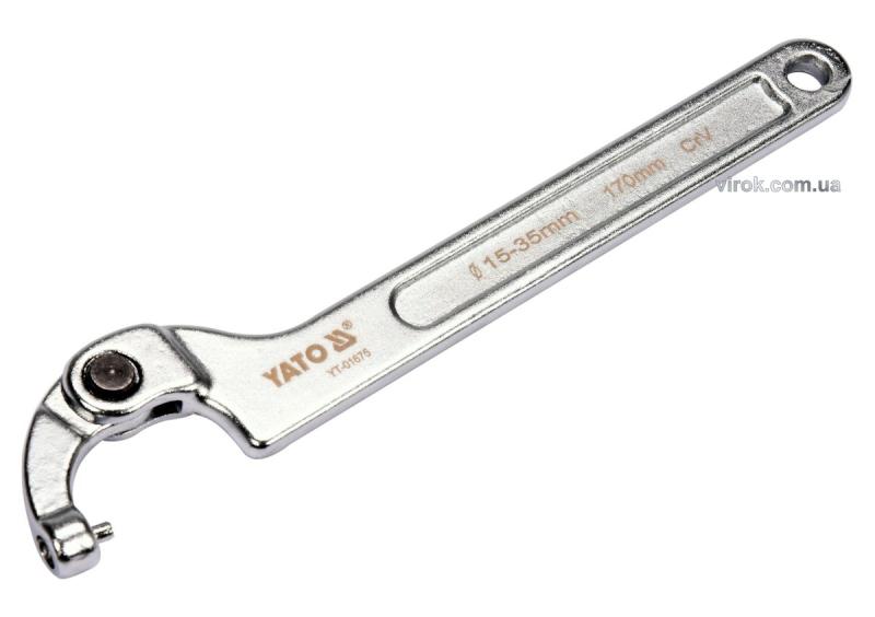 Ключ гаковий з носиком на шар з округленим болтиком в діапаз. M=15-35мм YATO Хр-Ванад., L=170мм