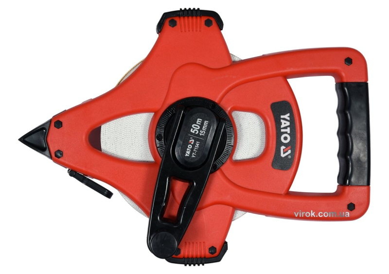 Рулетка геодезична скловолоконна YATO : L= 50 м x 15 мм, ручне змотування