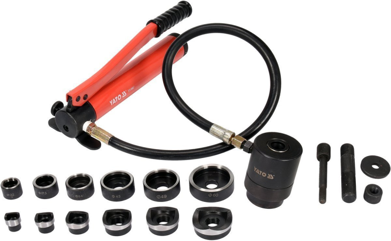 Пробійник гідравлічний для отворів YATO по листовому металу t≤ 4 мм, Ø= 22-60 мм [1]