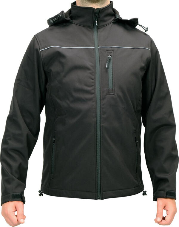 Куртка рабочая SOFTSHELL с прикреплённым капюшоном YATO разм S, черный, 3 кармана, 96% полиэст и 4% спандекс (YT-79550)