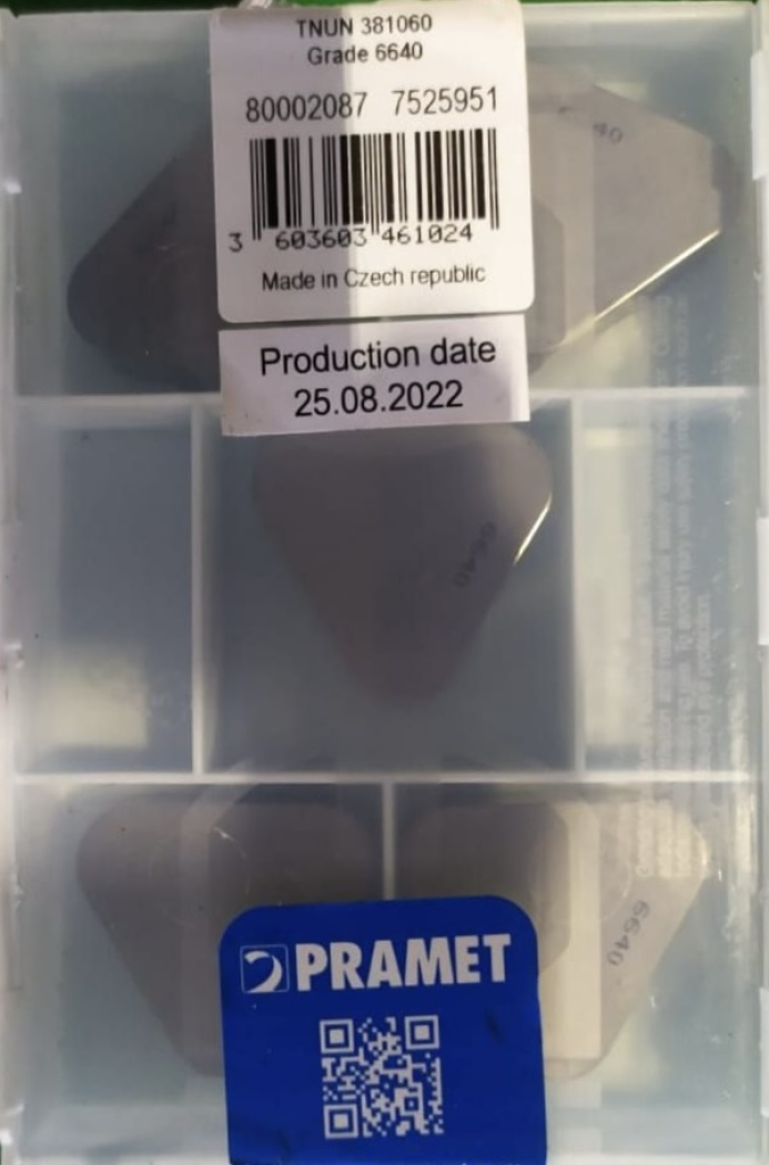Пластина твердосплавная TNUN 381060 Grade 6640 PRAMET