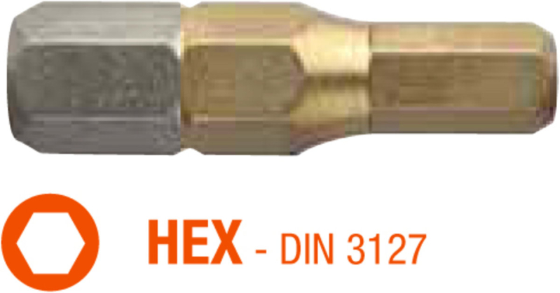 Насадка викруткова USH ISOTIN HEX SW 2.5 x 25 мм. Уп. 10 шт.
