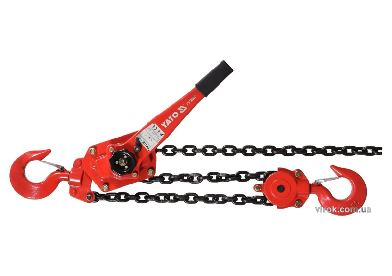 Лебідка ланцюгова ручна YATO : з дотягувачем, H= 1.5 м, F= 6 т