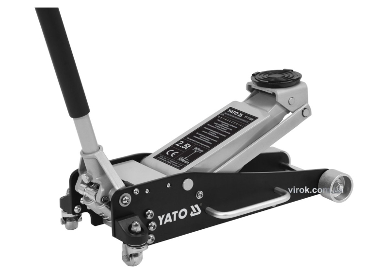 Домкрат гідравлічний підкатний алюмінієвий низькопрофільний легкий YATO : 2.5 т, H= 100 - 465 мм
